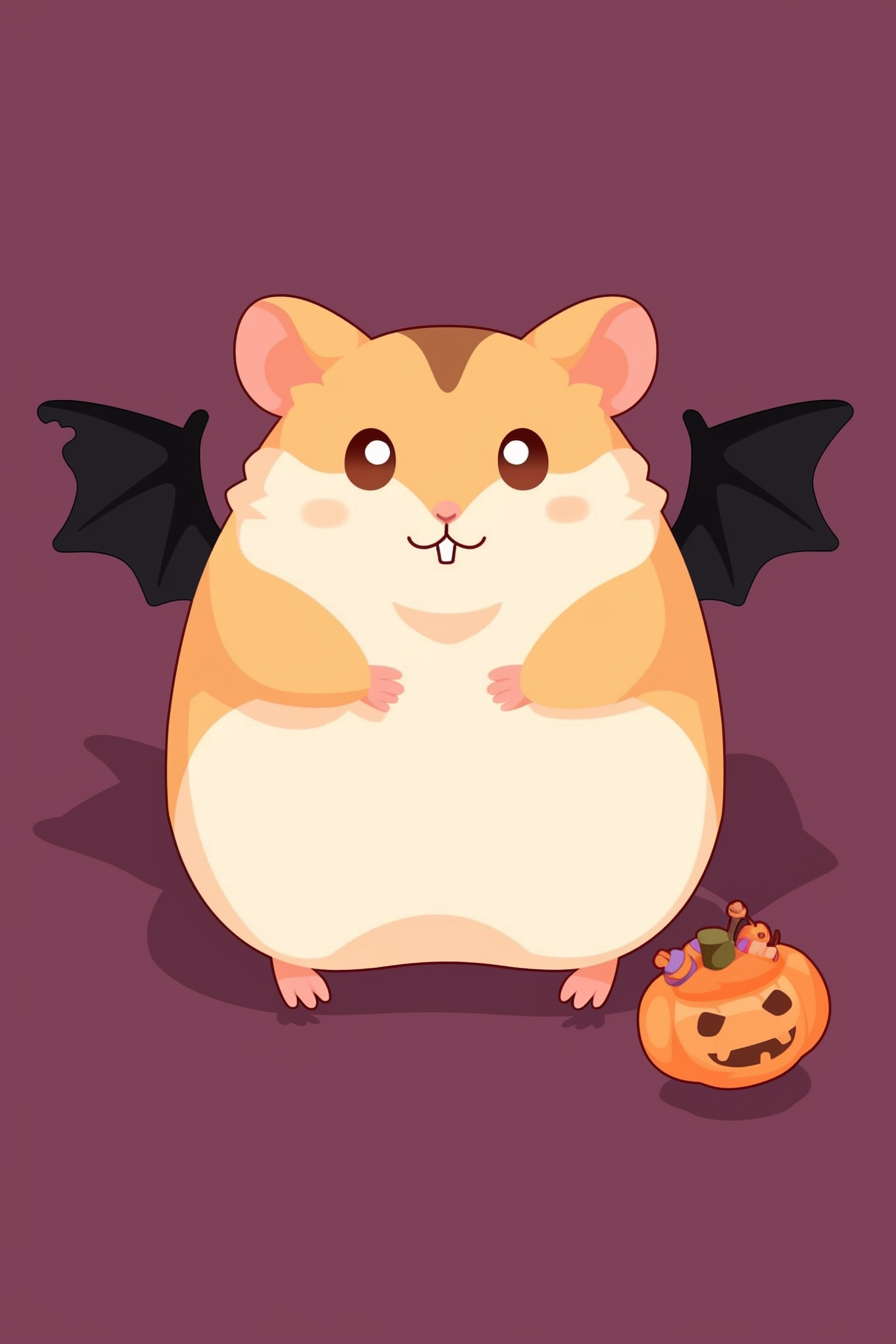 halloween cute animals drawings 2, Bat Hamster's Halloween Fest
